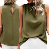 GBOSS Satin Soft Military Cowl Elegant Blouse Top