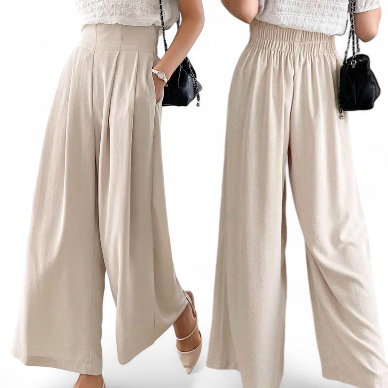 GBOSS Minimalist Loose Tailored Casual Woven Wide Leg Pants