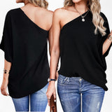 BLUSA One Shoulder Batwing Basic Top