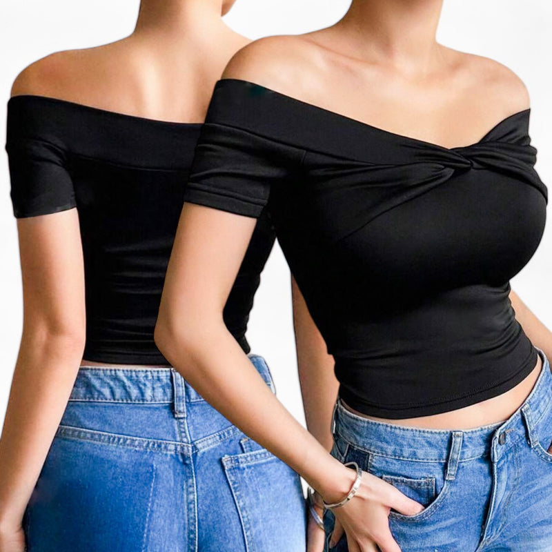 BLK Super Stretch Knit Off Shoulder Top