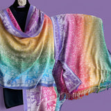 WRAP Ethnic Bohemian Vibrant Ombre Light Weight Rectangular Scarf Shawl