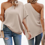 BLUSA One Shoulder Batwing Basic Top