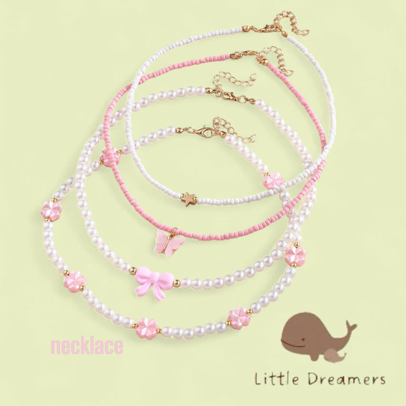 LITTLE DREAMERS 4pcs Set Cute Bead Charm Necklace for Girls