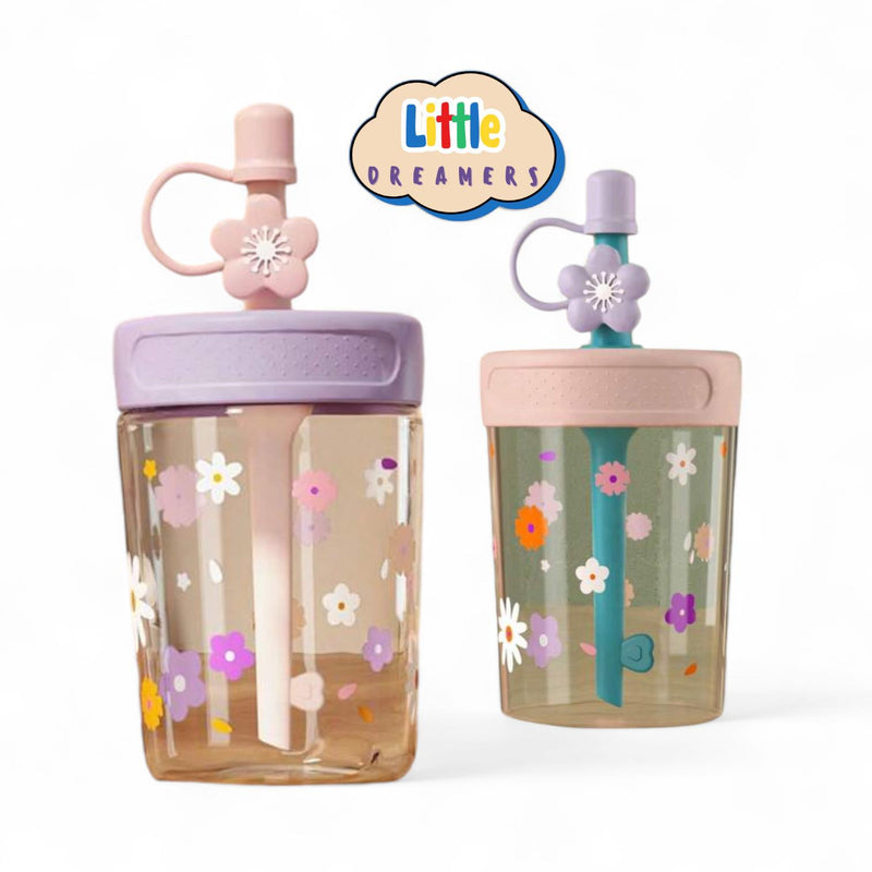 LITTLE DREAMERS Floral Training Straw Cup for Kids 450ml