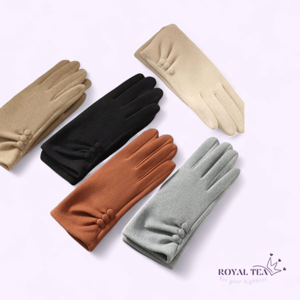 ROYALTEA Thermal Lined Warm Gloves Button Details