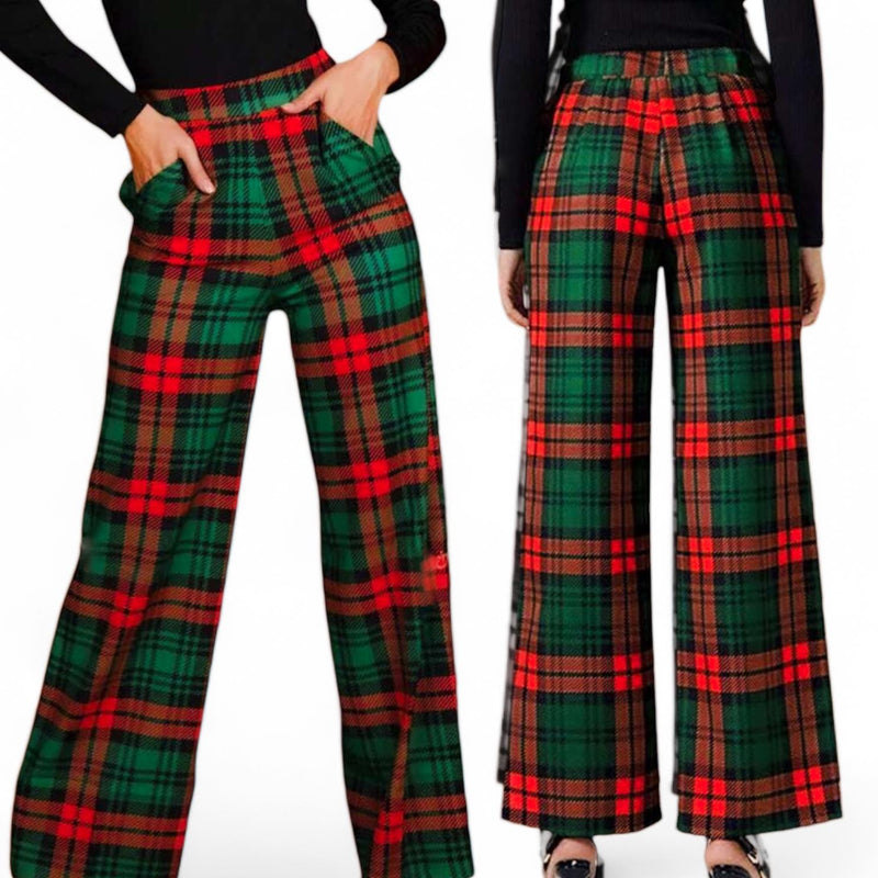 GYPSY Retro Plaid Straight Leg Trouser Pants