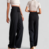 BLK Cotton Ribbed High Waist Drawstring Lounge Pants