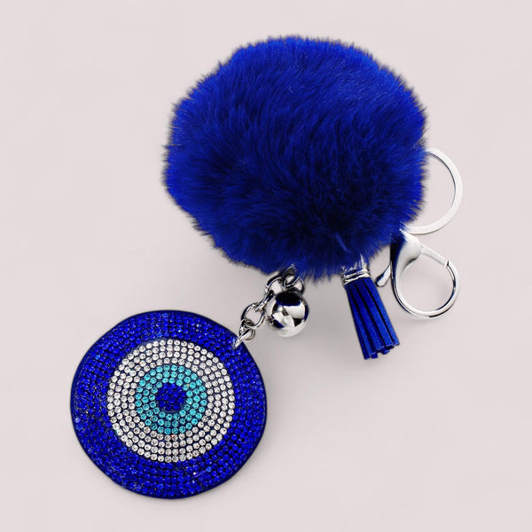 BLING Evil Eye Pompom Elegant Keychain Set