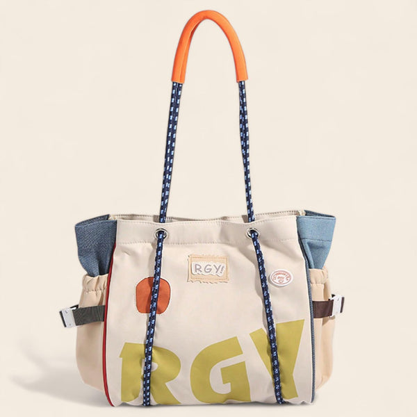 BOLSO Colorful Patch Large Canvas Tote Bag
