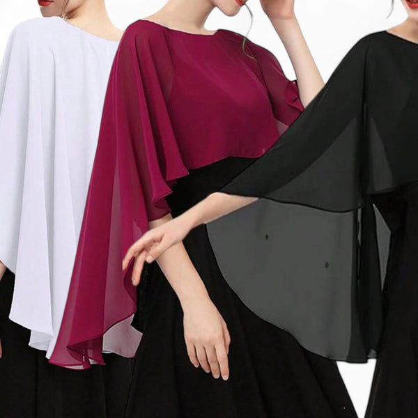 WRAP Chiffon Hi-Low Elegant Overlay Shawl