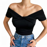 BLK Super Stretch Knit Off Shoulder Top