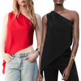 BLK One Shoulder Asymmetric Casual Top