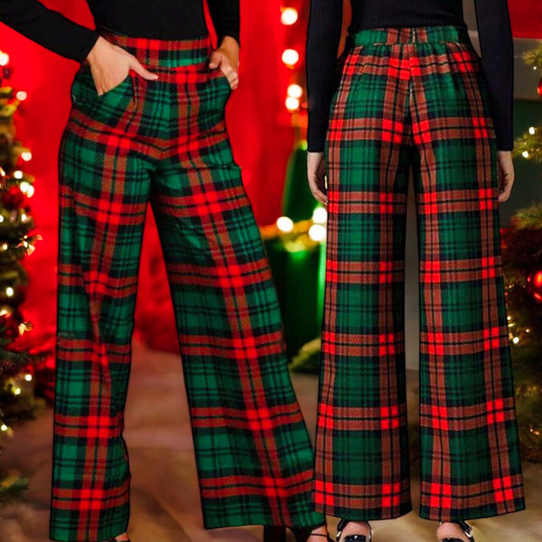 GYPSY Christmas Plaid Straight Leg Trouser Pants