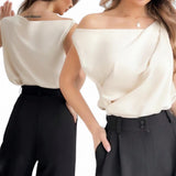 BLUSA Gloss Twisted Off Shoulder Elegant Blouse Top