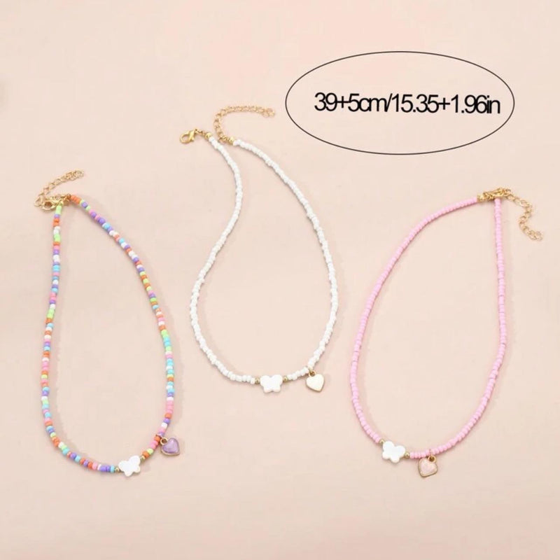 LITTLE DREAMERS 3pcs Set Cute Bead Charm Necklace for Girls