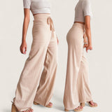 BLK Cotton Ribbed High Waist Drawstring Lounge Pants