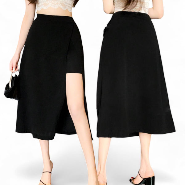 BLK Long Slit Split Skort