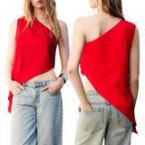 BLK One Shoulder Asymmetric Casual Top