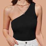 BLK Basic One Shoulder Rib Knit Bodycon Top