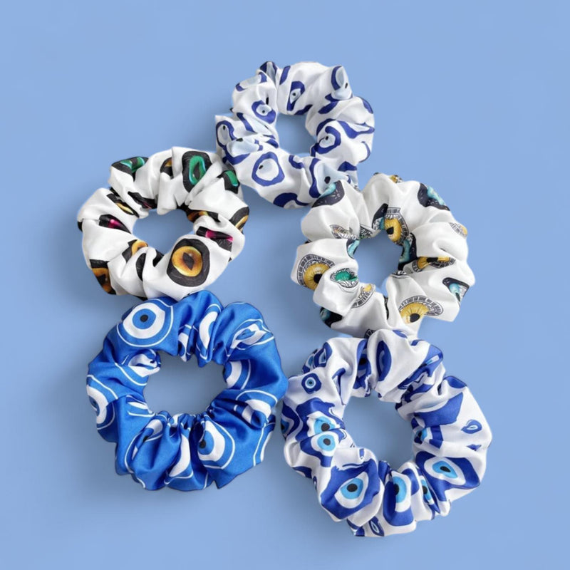 TRIX 5pcs Evil Eye Printed Scrunchy Set