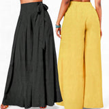 GYPSY Boho Woven Side Tie High Waist Maxi Pants