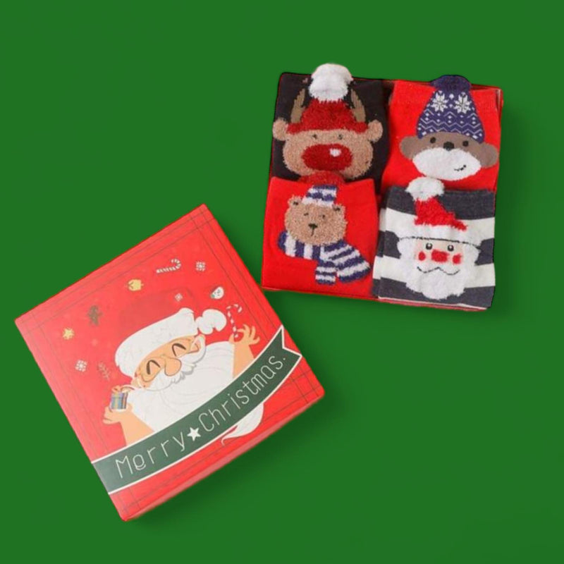 FOOTSIES 4Pairs Christmas Themed Socks with Gift Box