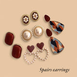 BLING 5pairs Set Vintage Classics Stud Earrings