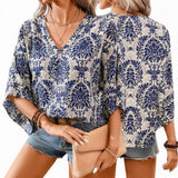 GYPSY Paisley Print V Neck Batwing Blouse Top