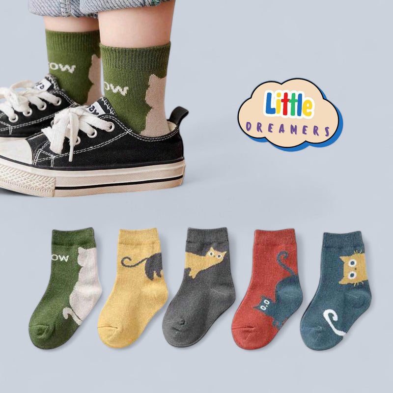 LITTLE DREAMERS 5pairs Dinosaur Boy Girl Socks Set 1-3yrs