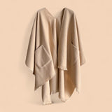 WRAP Warm Plain Cape Shawl with Pockets