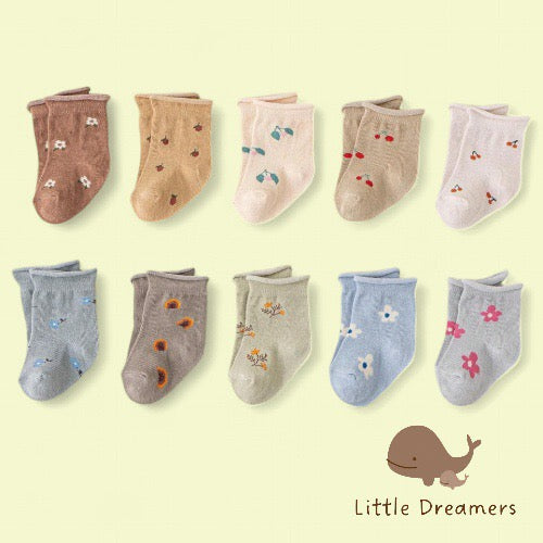 LITTLE DREAMERS 10pairs Floral Baby Girl Socks Sets