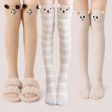 FOOTSIES Fleece Over the Knee Cute Bear Ears Warm Socks