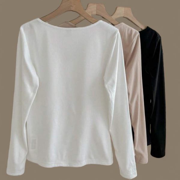 BLK Set of 3 V Neck Thermal Undershirt Fall Long Sleeves Top