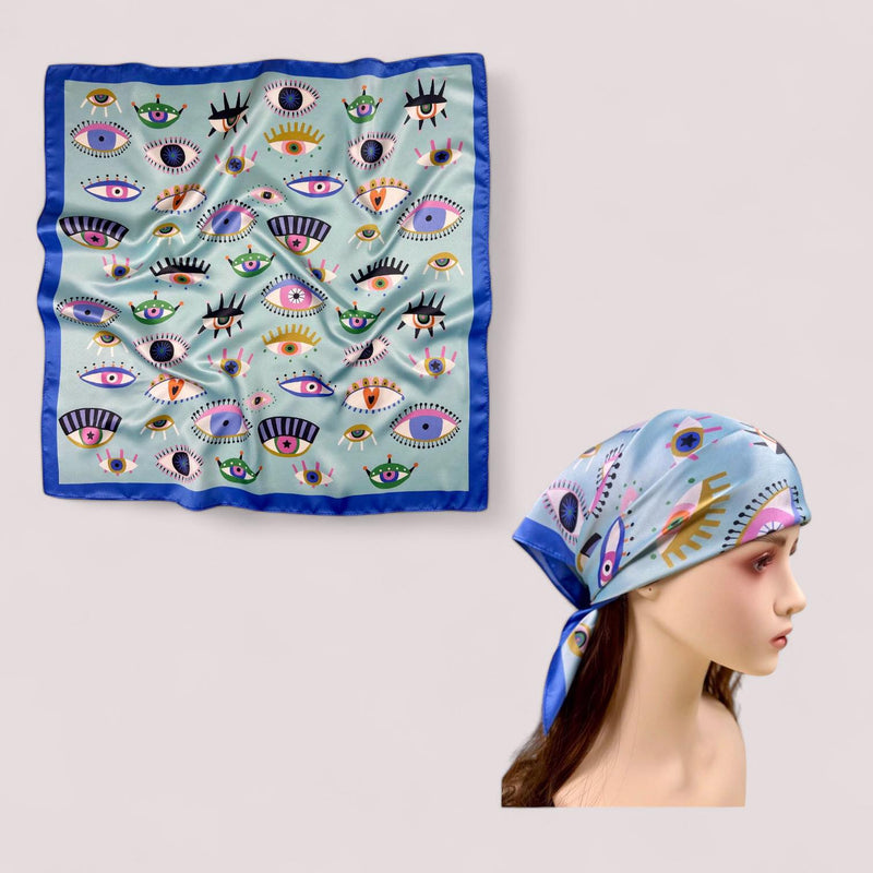 WRAP Silky Evil Eye Print Bandana Scarf