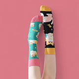 FOOTSIES Pattern Graphic Cute Mismatch Crew Socks