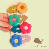 LITTLE DREAMERS 4pcs Set Colorful Flower Hair Clips for Girls