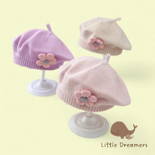 LITTLE DREAMERS Girls Fashion Floral Knitted Beret