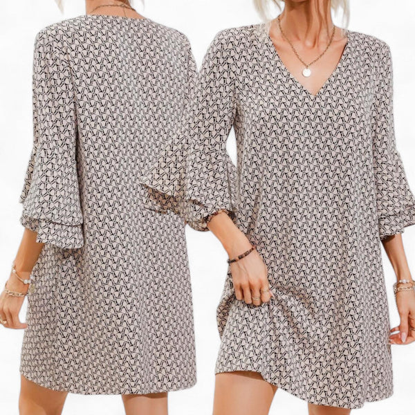 GYPSY Geo Print Bell Sleeves Short Dress