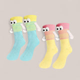 FOOTSIES 2pairs Pastel Gradient Googly Fun Socks Set with Magnetic Hands