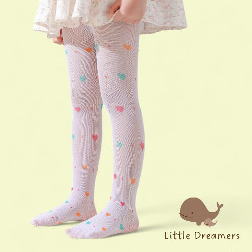 LITTLE DREAMERS Girls Mesh Tights Heart Pantyhose Socks