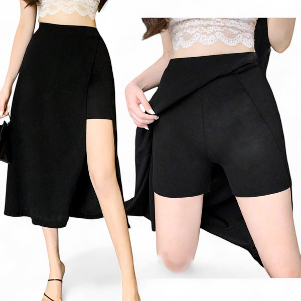 BLK Long Slit Split Skort