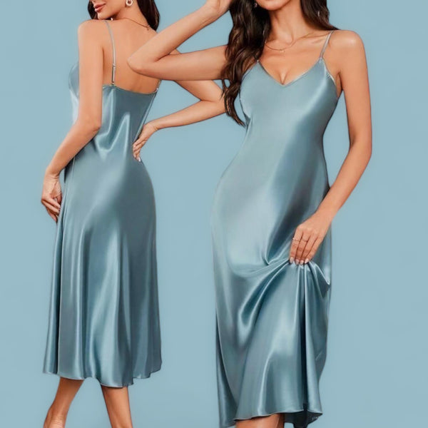 SWEET DREAMS Satin V Neck Slip On Night Dress