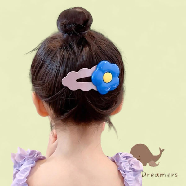 LITTLE DREAMERS 4pcs Set Colorful Flower Hair Clips for Girls