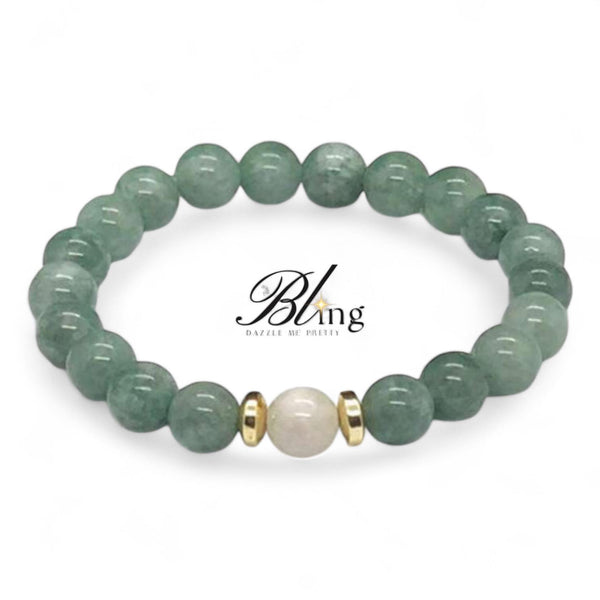 BLING Green Jadeite Moonstone Anxiety Relief Charm Bracelet