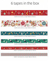 GIFTIES Christmas Themed Washi Tape Arts Crafts 6rolls Pack