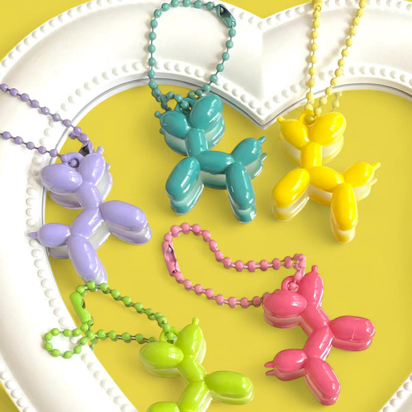 BLING 5pc Set Colorful Balloon Dog Keychain