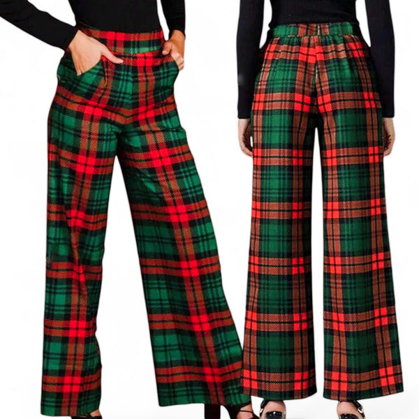 GYPSY Retro Plaid Straight Leg Trouser Pants