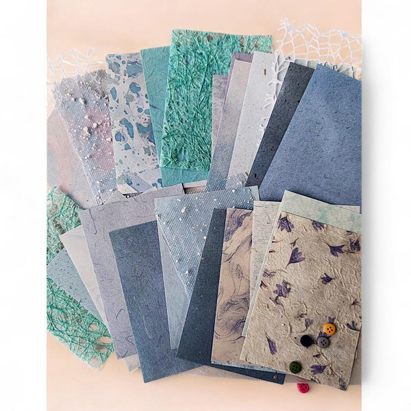 CRAFTY 26pcs Mix Media Textured Vintage DIY Scrapbooking Paper Pages