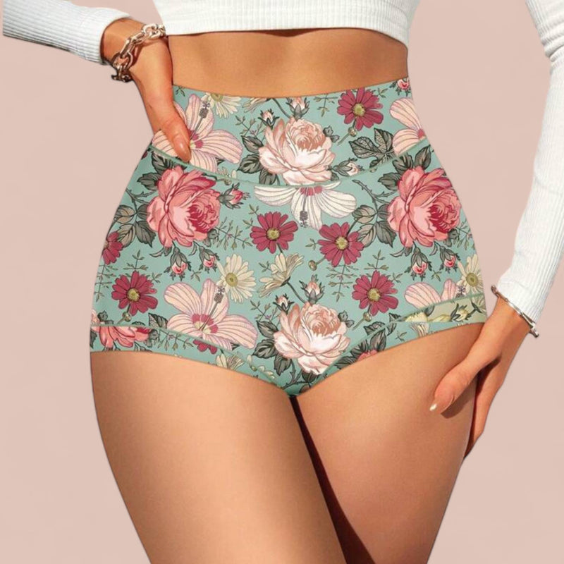 2SKN Printed Stretch Comfy Breathable Mid Waist Boy Shorts Panty