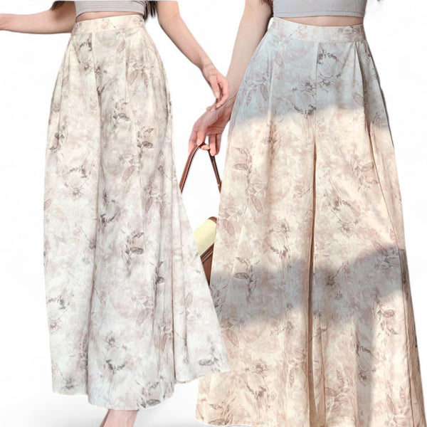 GYPSY Marble Floral Print Wide Leg Pants